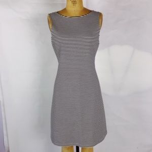 THEORY SLEEVELESS NAVY BLUE WHITE STRIPED DRESS M